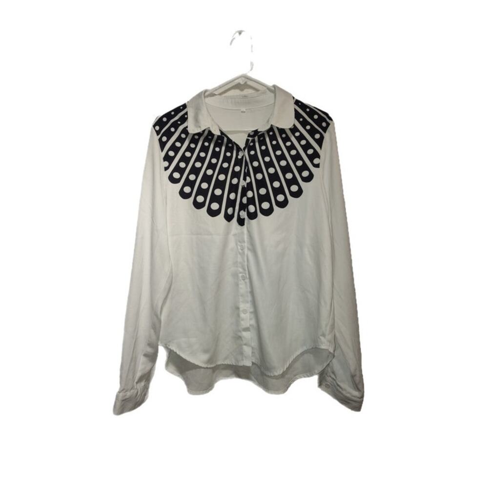 Women's White Button Up Shirt Size Large